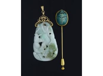 Jade Pendant And Scarab