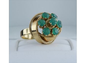 10k Gold Ring With Green Stones