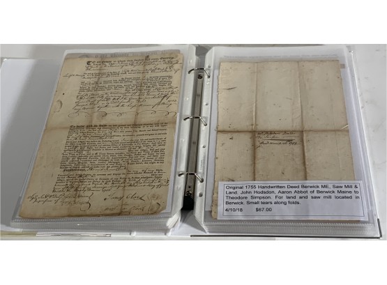 Extensive Assembled Collection Of 18th C. Maine Related Documents
