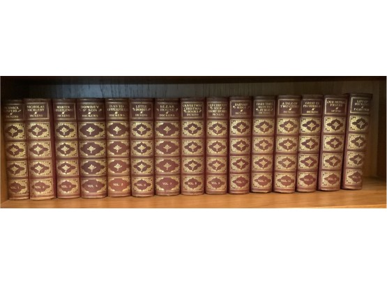 Leather Bound Fifteen Volume Set Of The Works Of Charles Dickens