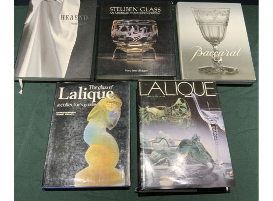 5 Designer Glass Reference Books: Baccarat, Steuben, Lalique, Herend