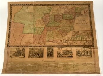 19th C. Map: Phelps & Ensigns Travellers Guide And Map Of The United States, 1839