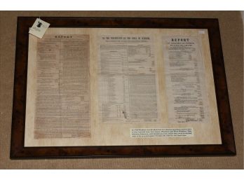 Framed 19th C. VT. Selectmen's Reports - Windsor & W. Windsor