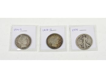 1901-s, 1912-s And 1921 Half Dollars