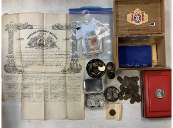 Assorted Lot Of Coins And Paper Money