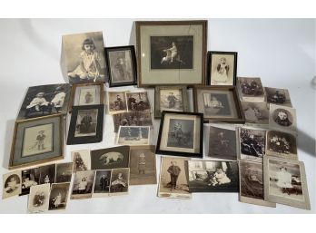Approx 30 Antique Photographs, Mostly Of Children