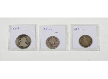 1805, 1876 & 1927-s Quarters