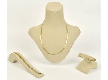 Two 14k Gold Bracelets And A 14k Necklace (CTF10)