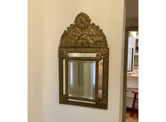 Antique European Brass Mirror