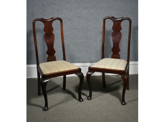 Pair Of Queen Anne Style Mahogany  Side Chairs