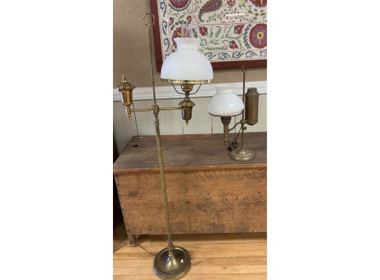 Two Brass Student Style Lamps