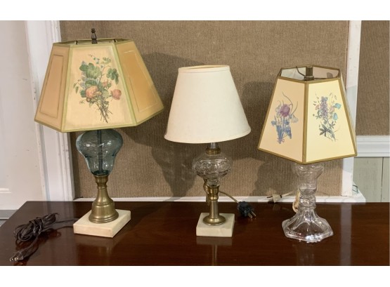 Three Vintage Electrified Oil Lamps