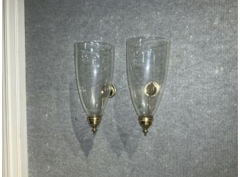 Pair Of Hurricane Wall Sconces.