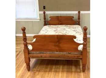Antique New Hampshire Cannonball And Bell Carved Bed