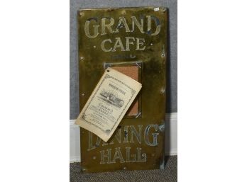 Brass Faced Sign 'Grand Cafe Dining Hall'