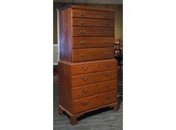 18th C. Chippendale Cherry Chest On Chest