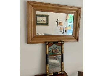 Empire Pine Wall Mirror With A Small Eglomise Mirror