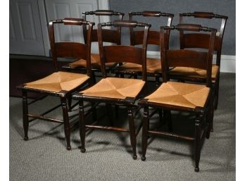 Set Of Six Pillow Back Hitchcock Chairs