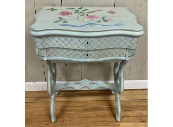 Victorian Paint Decorated Lift Top Sewing Stand