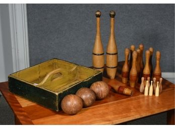 Collection Of Antique Wood Bowling Pins