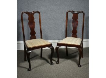 Pair Of Queen Anne Style Mahogany  Side Chairs