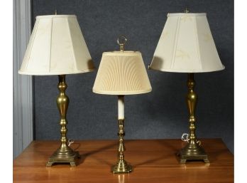 Three Candlestick Brass Lamps