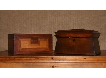 Early Country Document Box And English Rosewood Tea Caddy