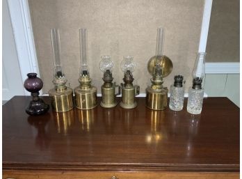 Lighting Lot Including Brass And Amethyst Lamps