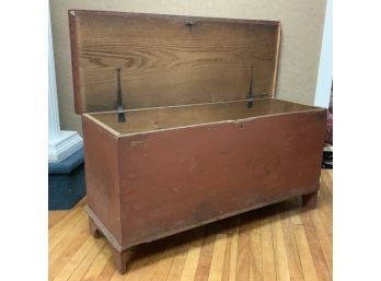 Early Red Painted Chestnut Blanket Box