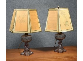 Two Victorian Patten Glass Lamps