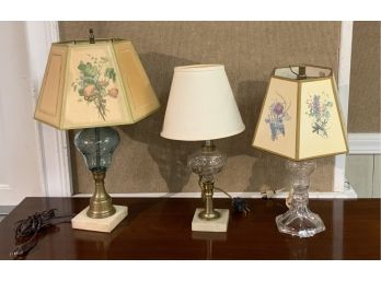Three Vintage Electrified Oil Lamps