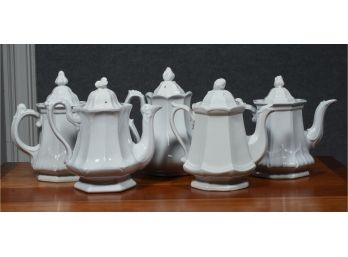Five Ironstone Tea Pots
