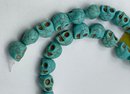 NOS Vintage Skull Beads, Turqoise Colored, Beads Lot, Snowhill Auctions, 120 Lots, Closes 2/8 At 8:15