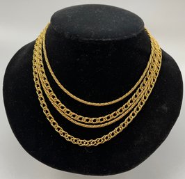 Vintage Hattie Carnegie Multi Chain Gold Tone Necklace, Very Sparkly And Pretty, Great Shape