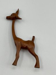 Vintage Mid Century Wood Carved Giraffe Pin, 4 Inches Tall, Nicely Made