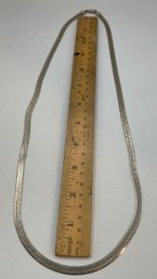 Vintage Wide Sterling Silver Herringbone Necklace, 30 Inches Long, 6mm Wide, 28.7 Grams Italy
