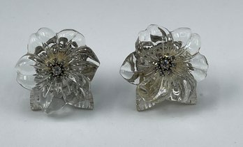 Miriam Haskell Crystal Flower Earrings,  Haskell, Miriam Haskell On Findings, Rare, Iconic, Clip-ons, Exc.