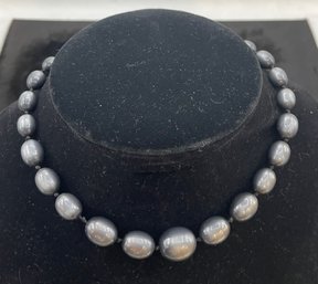 Vintage 60s Grey Moonglow Plastic Beads, Nice Hidden Clasp, Graduated
