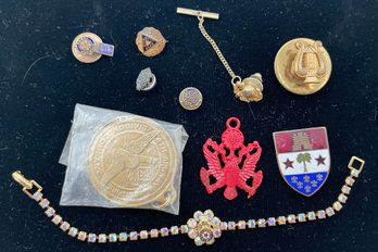 Military Lot, Sweetheart Bracelet, Pins, Enamel Shield Pin, Etc