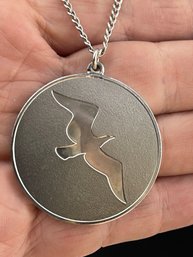Jonathan Livingston Seagull 1 Oz .925  Pendant On Chain, Nice Quote, G Bartlett, Sterling Silver, Makers Marks