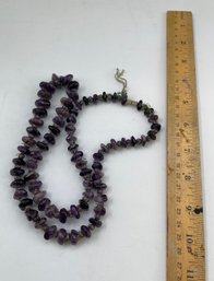 String Of Amethyst Nuggets Beads With Stringy Knotted Cord.  Necklace Or Repurpose Beads.  Origin, Asia?