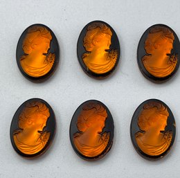 Vintage Glass Cameos, Foil Back, Orange Glass, Beads, Snowhill Auctions, 120 Lots, Closes 2/8 At 8:15 PM ET