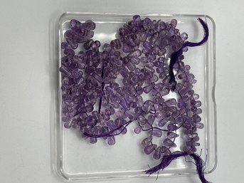 Amethyst Beads, Tear Drops, Strung, Snowhill Auctions, 120 Lots, Closes 2/8 At 8:15 PM ET