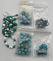 Vintage Glass Turquoise Bead Lot, Great Lampwork Dangle, Snowhill Auctions, Closes 2/8, 8:15pm ET