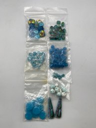 Turquoise Gass Bead Lot, Foil Beads, Lampwork Beads Snowhill Auctions, 120 Lots, Closes 2/8 At 8:15 PM ET