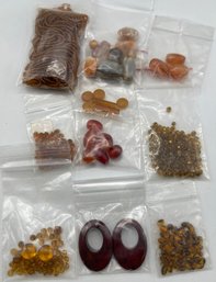 Vintage Glass Bead Lot, Gold Brown, Crystal, Great Lot,  Snowhill Auctions, Closes 2/8 At 8:15pm ET