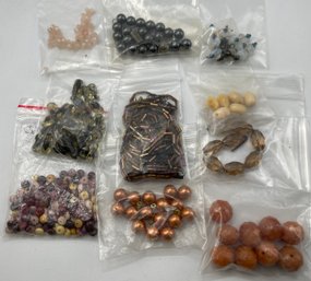 Vintage Lot Of Glass Beads, Carnival Glass Beads, MOP Drop Beads, Nice Variety Of Odds,