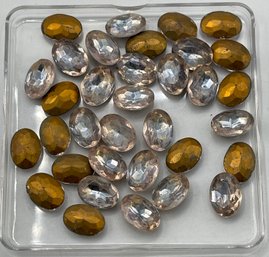 Vintage Foil Back Oval Cabochons, Faceted, Foil Not Perfect,  Snowhill Auctions, Closes 2/8 At 8:15pm ET