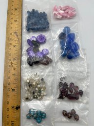 Vintage Glass Beads, Blue,clear, Purple Drop Beads, Etc,  Snowhill Auctions, Closes 2/8 At 8:15pm ET