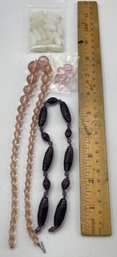 Antique/vintage Pressed Glass Beads, Opalescent Beads, Purple, Pink,  Snowhill Auctions, Close 2/8, 8:15pm ET